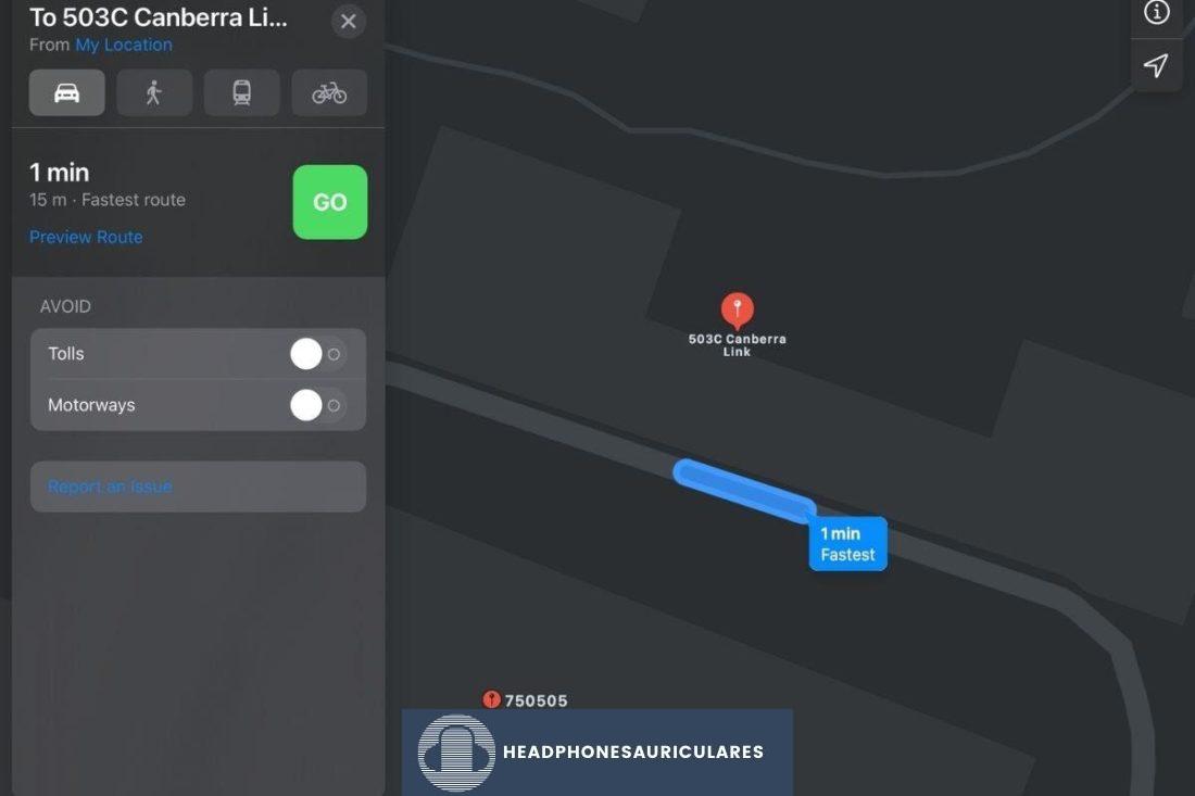Direcciones a los AirPods en Apple Maps.