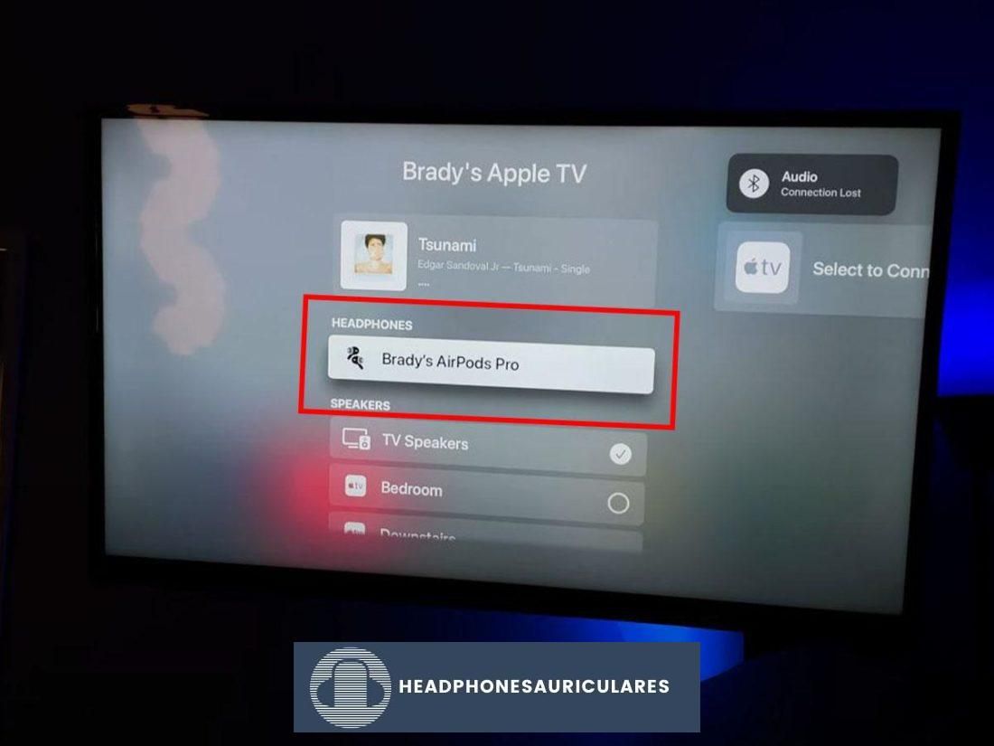 Selección de AirPods Pro en Apple TV (De: Youtube/TechPriceTV)