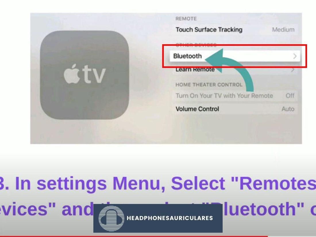 Accediendo a la lista de dispositivos Bluetooth en Apple TV (De: soporte de Youtube/My iphone)