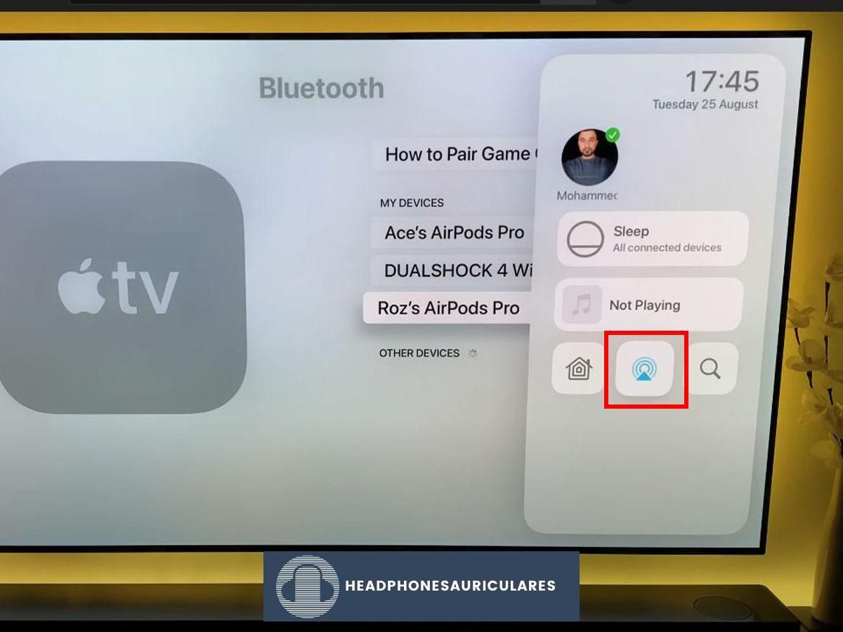 Opción Airplay en Apple TV (De: Youtube/MA Tech)