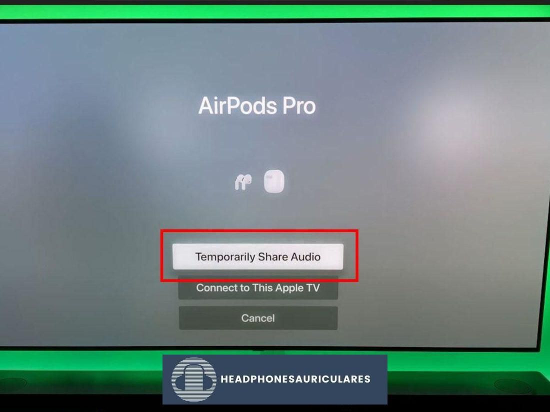 Compartir temporalmente la opción de audio en Airplay (De: Youtube/MA Tech) https://www.youtube.com/watch?v=B3X5dai0_ZI