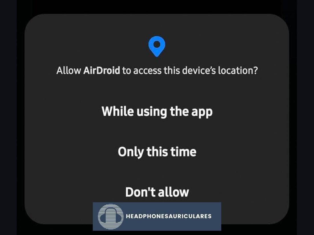 Elegir la configuración de ubicación de AirDroid