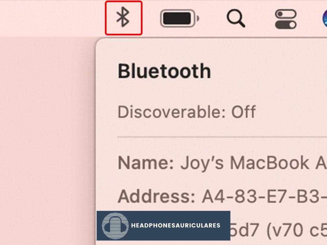 Active el icono de Bluetooth en la esquina superior derecha.