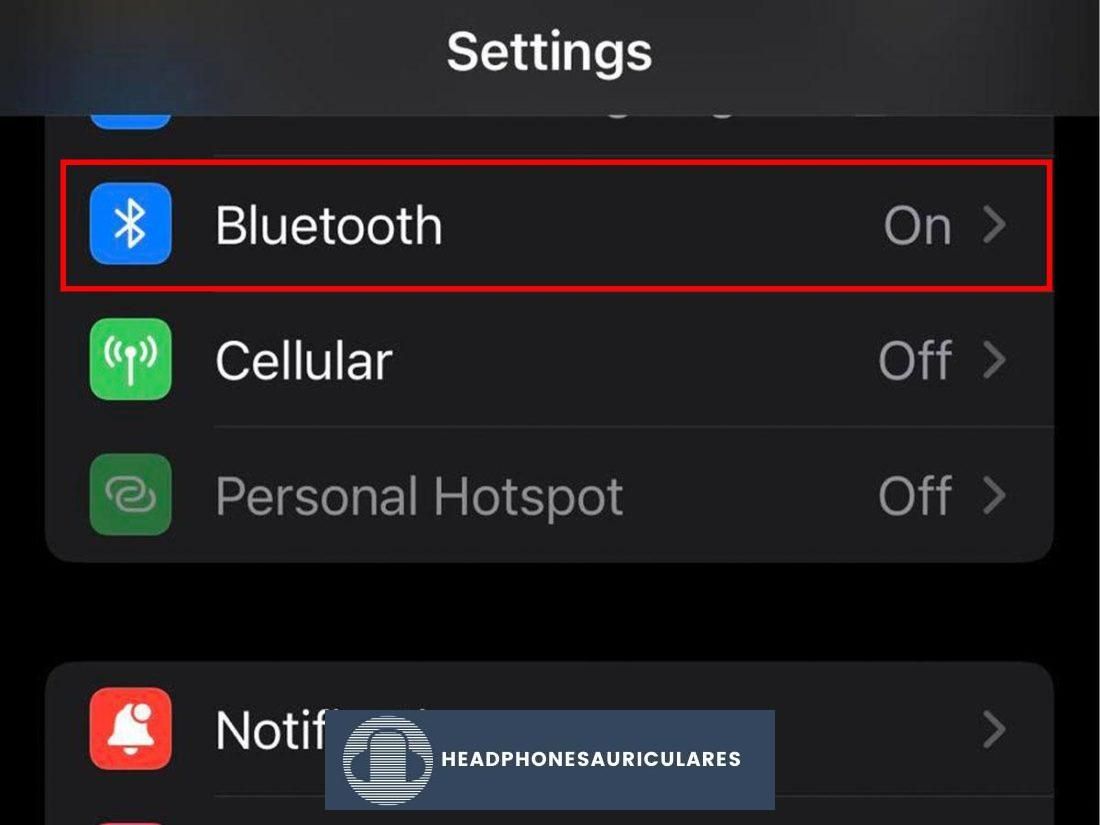 Acceder a la configuración de Bluetooth del iPhone