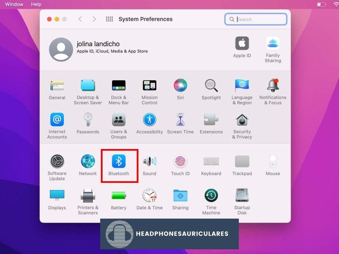 Abrir la configuración de Bluetooth en Mac