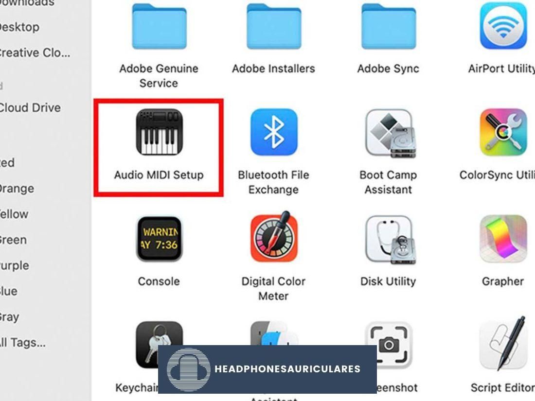 Vaya a Configuración de audio MIDI en Mac.