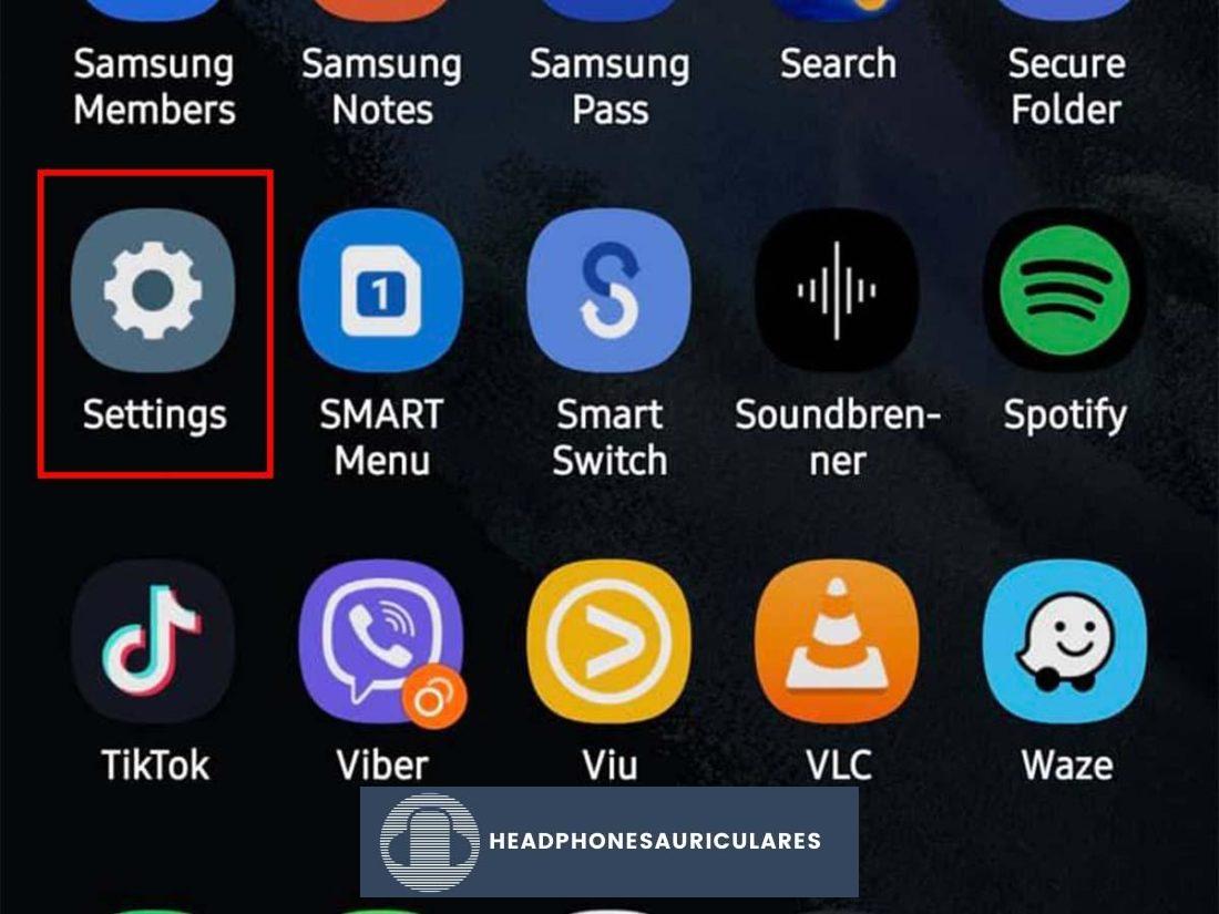 Haga clic en el icono de configuración de Android.
