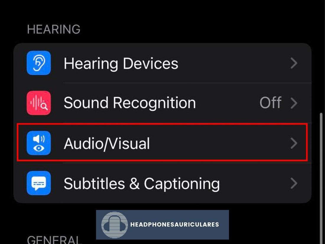 Configuración de accesibilidad audiovisual