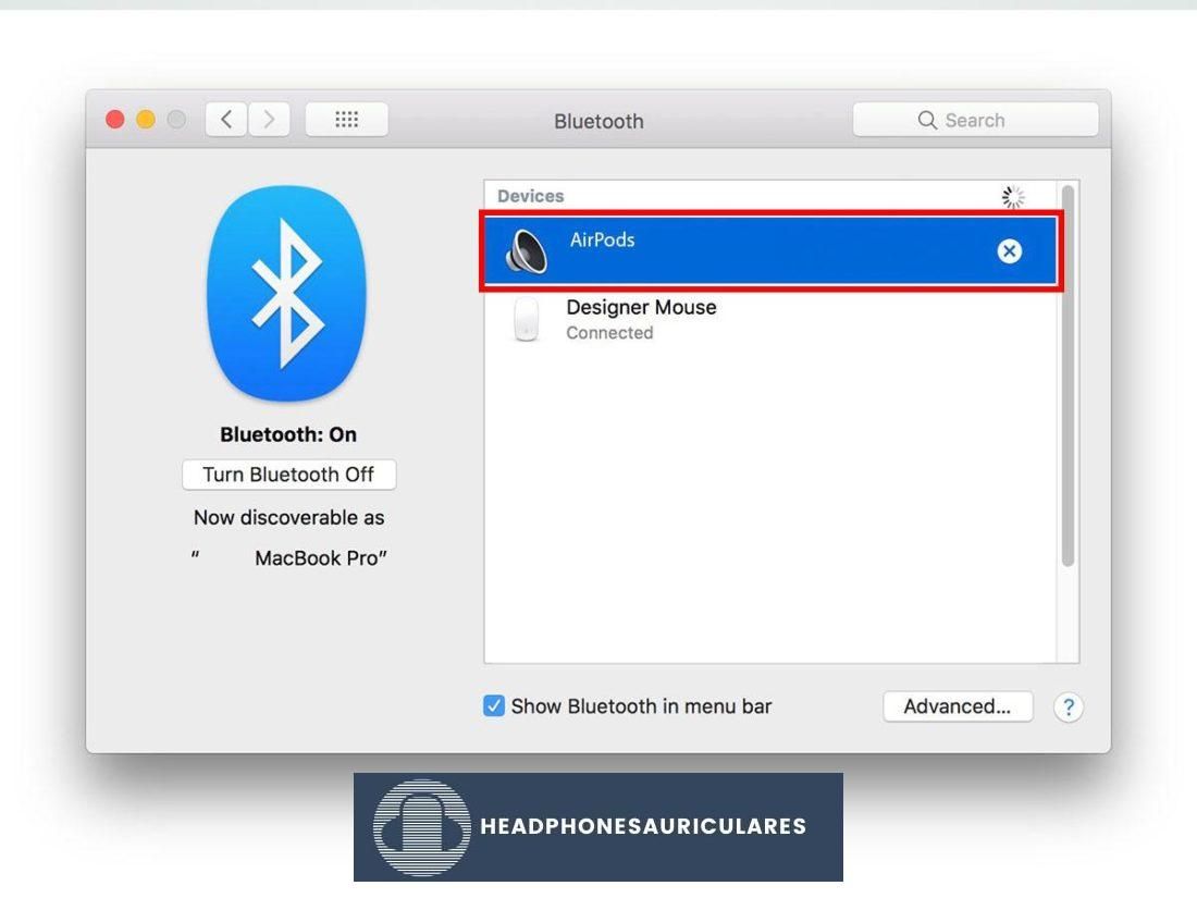 Lista de dispositivos Bluetooth en Mac