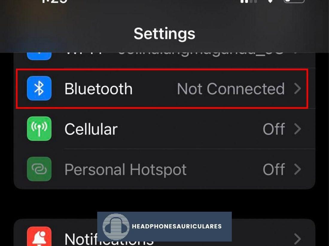 Configuración de Bluetooth en iOS