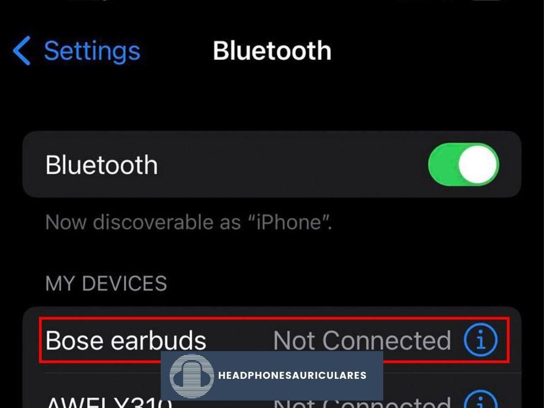 Conexión de auriculares Bose en iOS