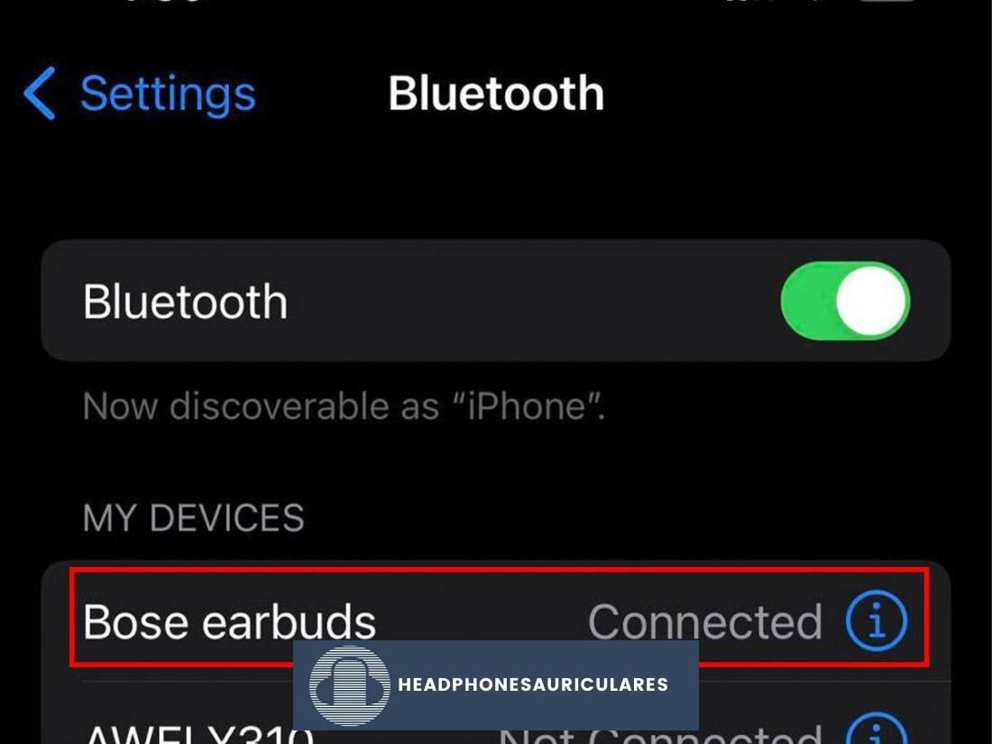 Auriculares Bose conectados con éxito a iOS