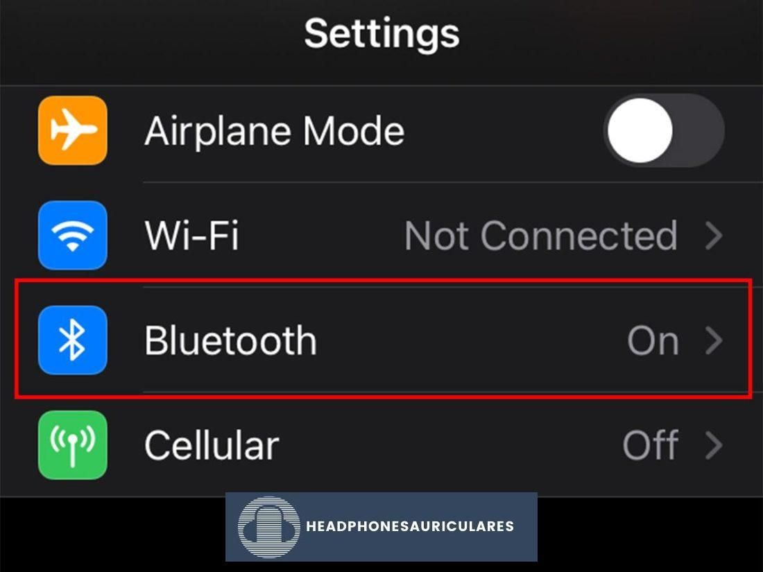Ir a la configuración de Bluetooth de iOS