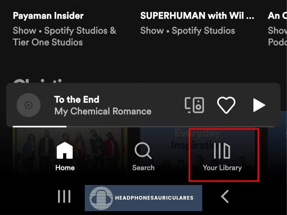 Ir a la biblioteca de Spotify en Android