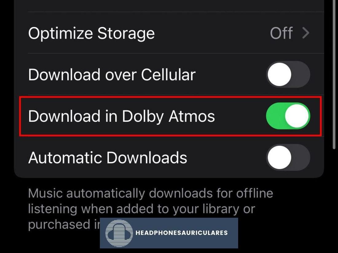 Habilite 'Descargar en Dolby Atmos' en iPhone