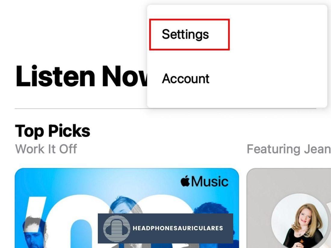 Ir a la configuración de la aplicación Apple Music en Android