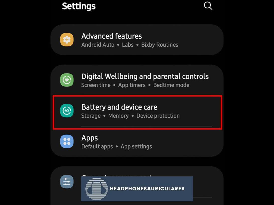 Configuración de cuidado de la batería y el dispositivo en Android