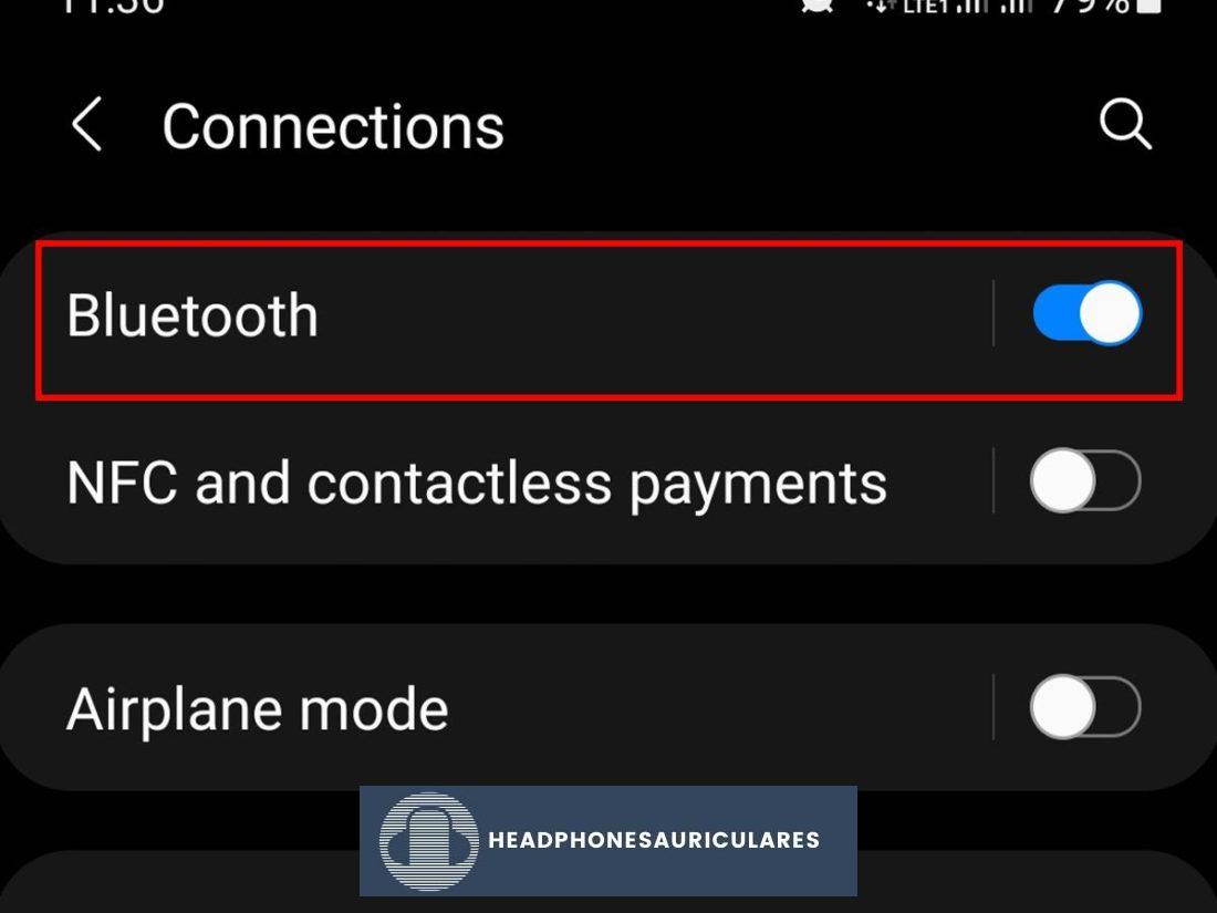 Ingrese a la pantalla de configuración de Bluetooth