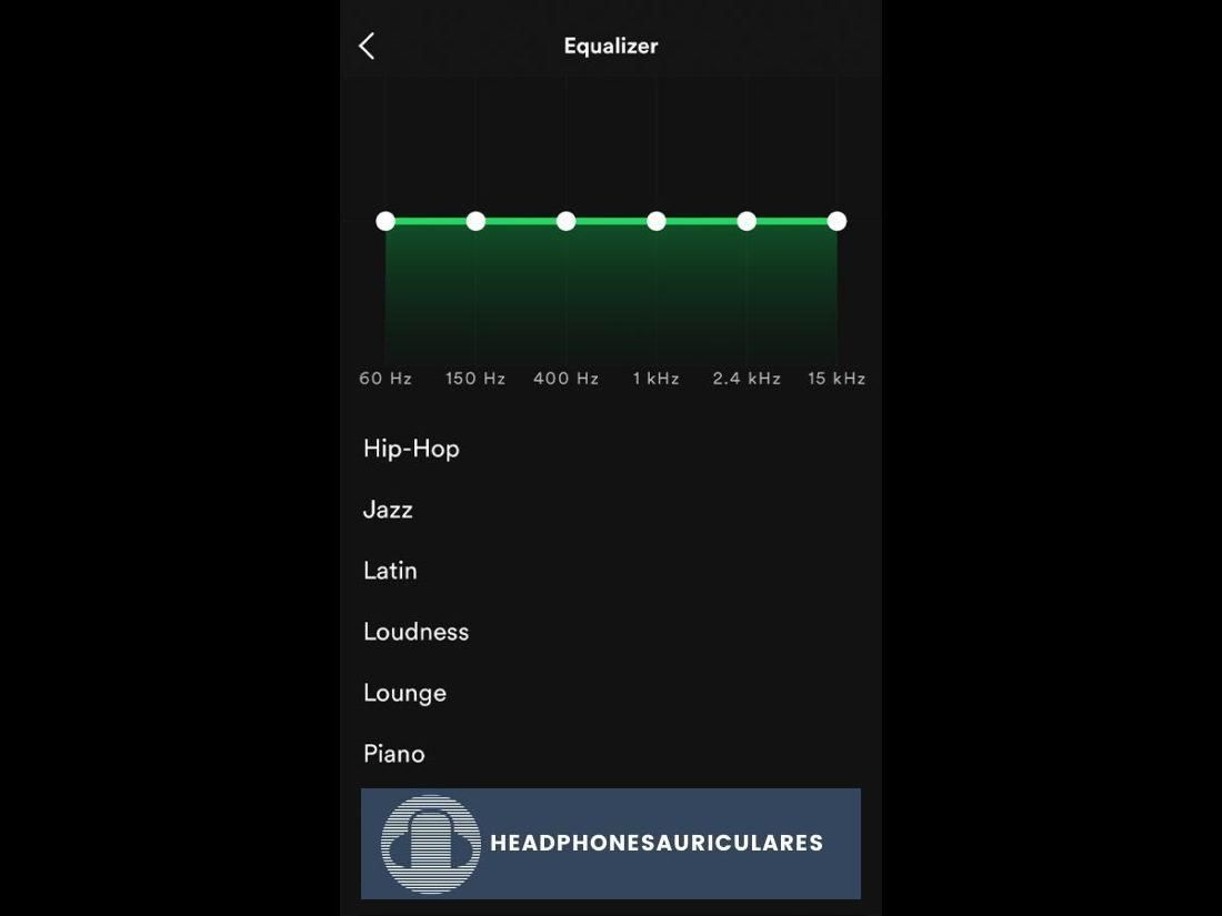 Configuración del ecualizador de Spotify iOS