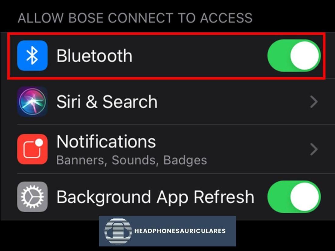 Habilitar el permiso de Bluetooth en Bose Connect