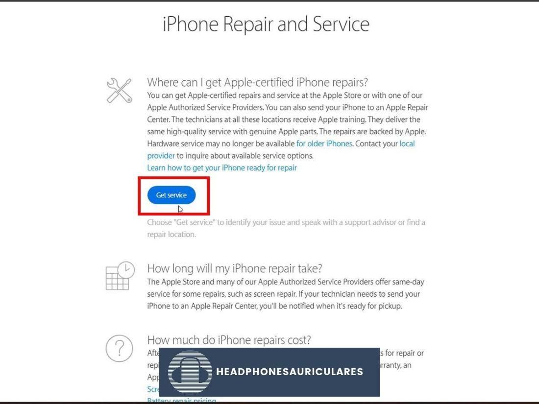 Obtener el botón de servicio en reparación y servicio de iPhone
