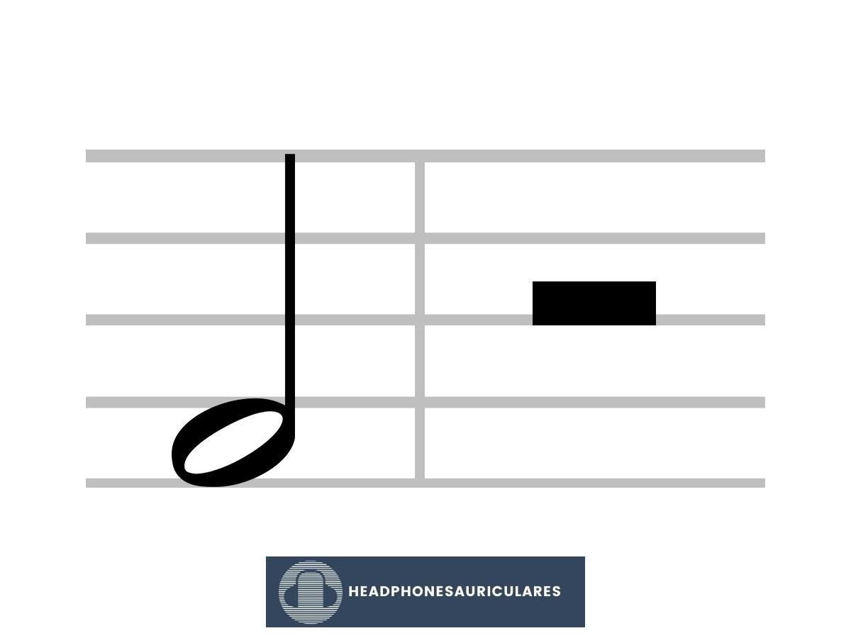 Mire de cerca el símbolo musical mínimo o de media nota