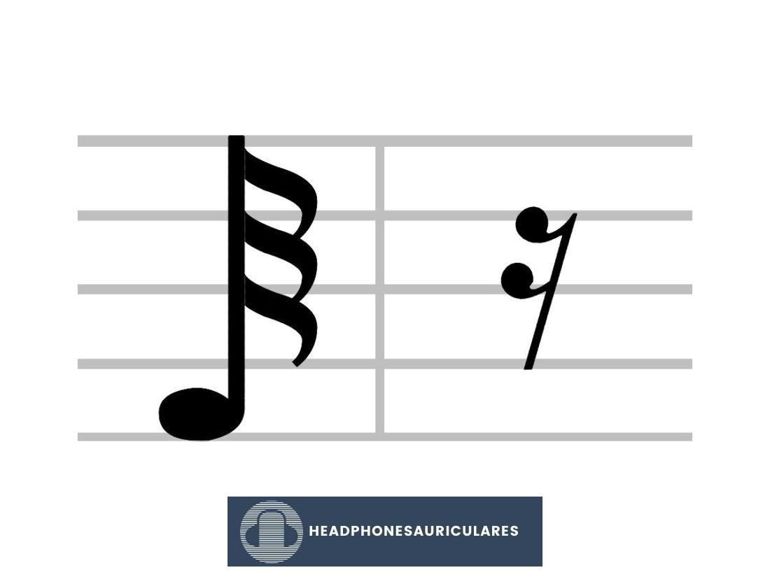 Mire de cerca el semicorchea o el símbolo musical de la nota de treinta segundos