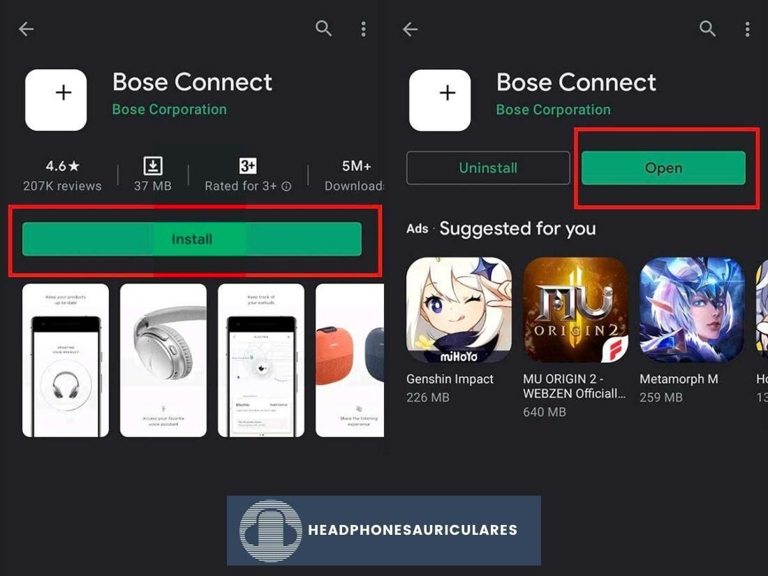 Bose Connect en la tienda de aplicaciones