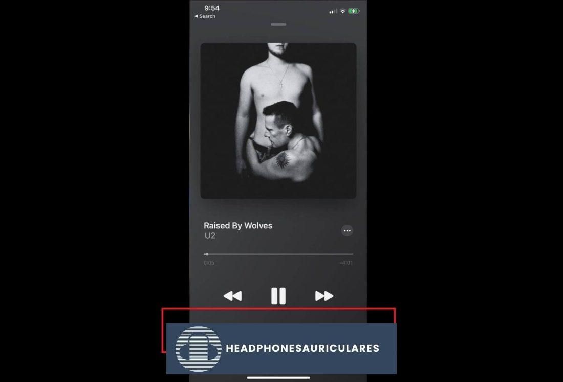 Control deslizante de volumen en Apple Music