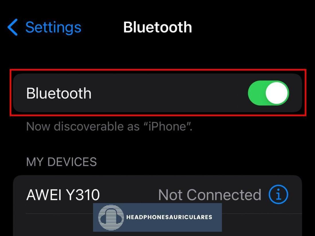 Habilitación de Bluetooth en el teléfono iOS