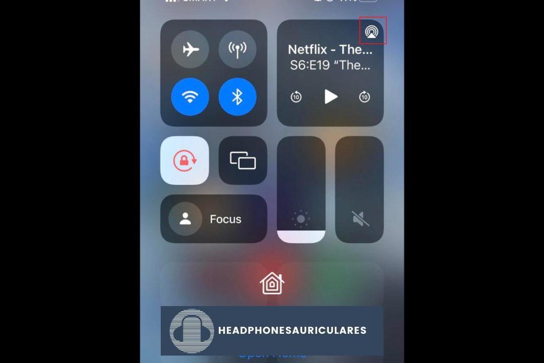 Botón iOS AirPlay en el Centro de control