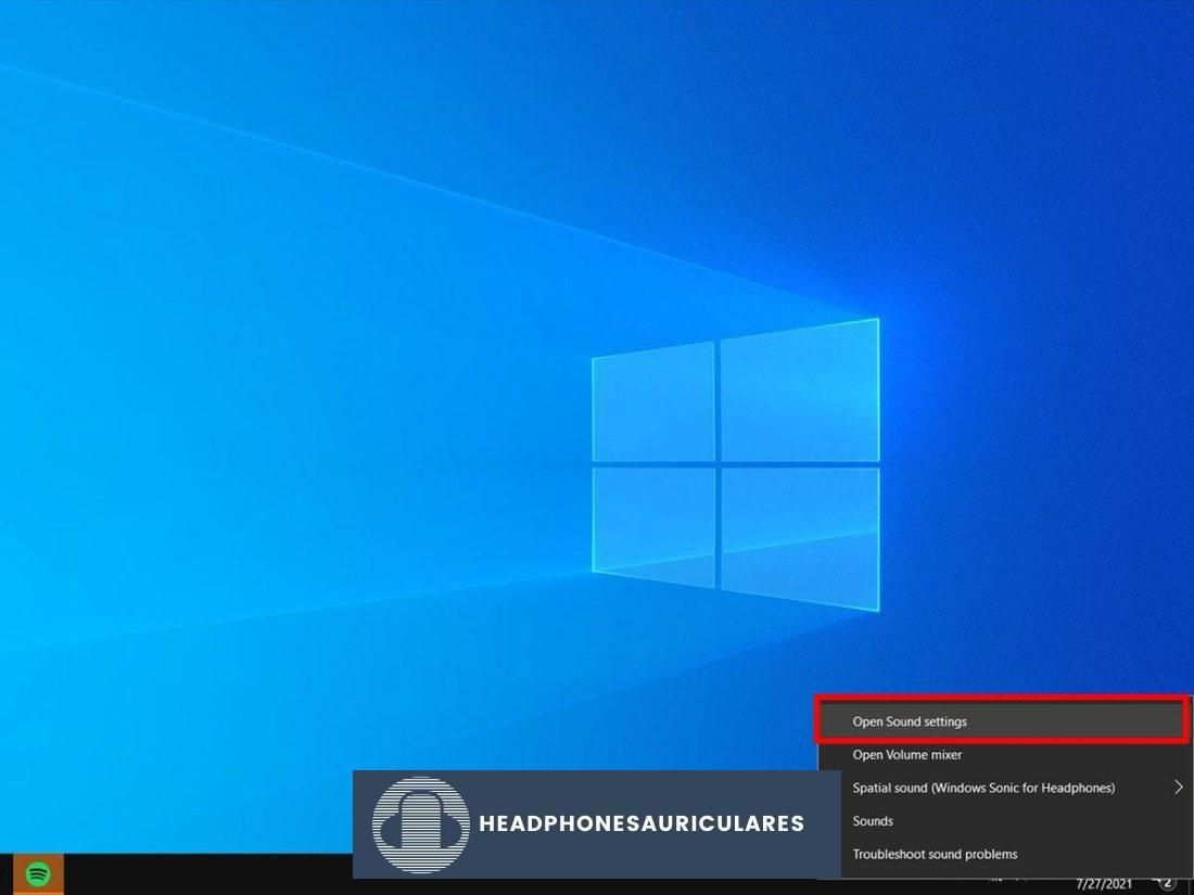 Abra la configuración de sonido de Windows