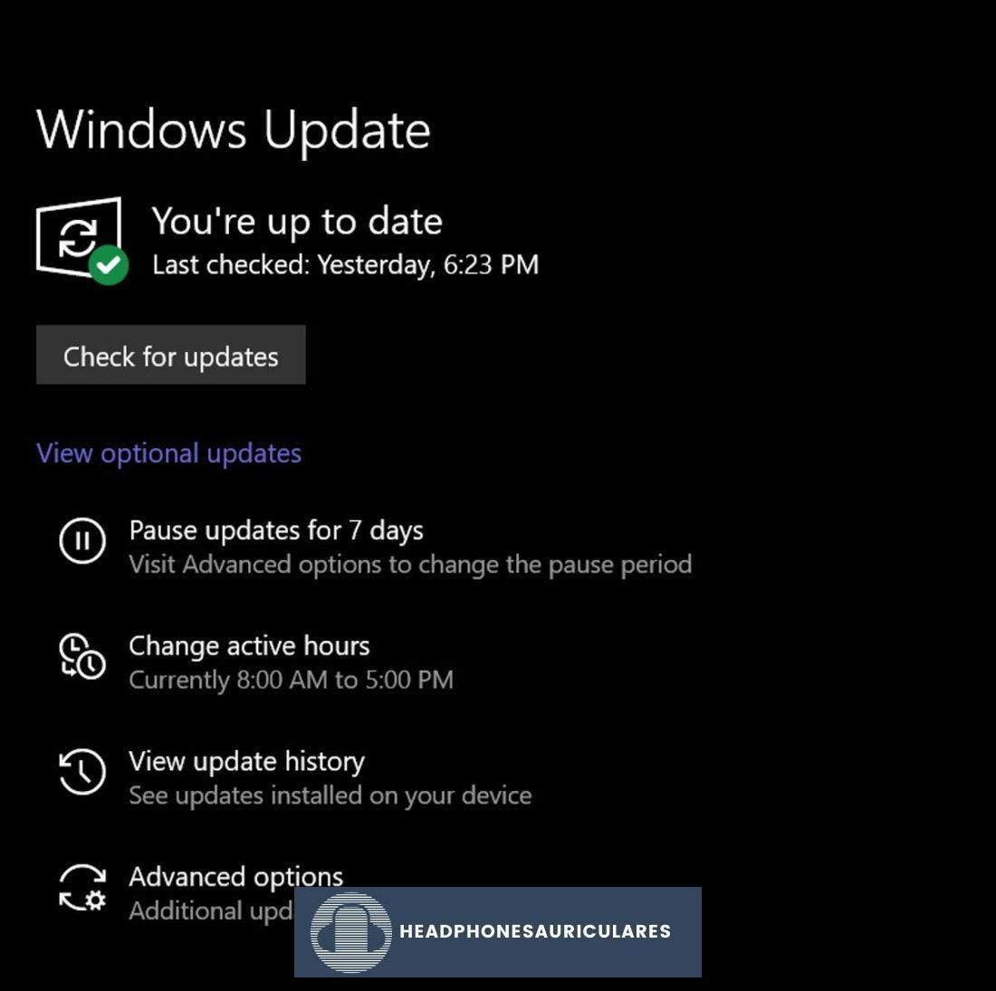 Ventana de actualización de Windows