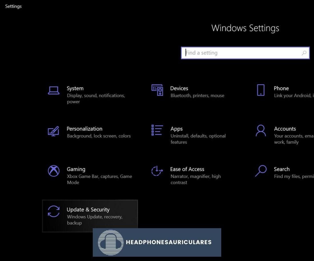 Configuración de Windows con Actualizaciones y seguridad resaltadas2