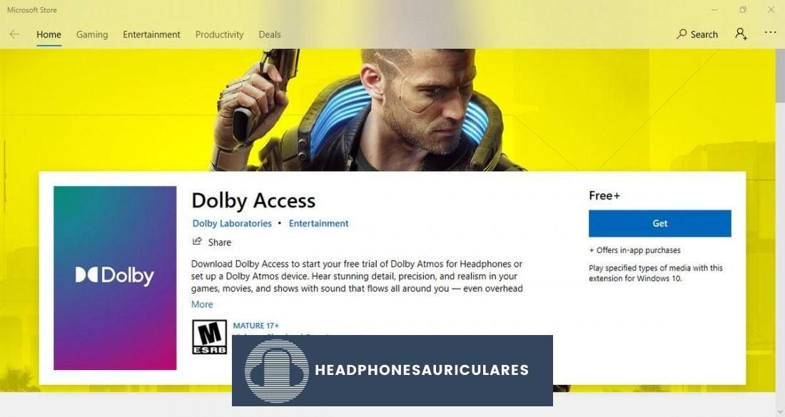 Descargue Dolby Access de la tienda de Windows para acceder a Dolby Atmos en la PC.  (De: Microsoft Store)