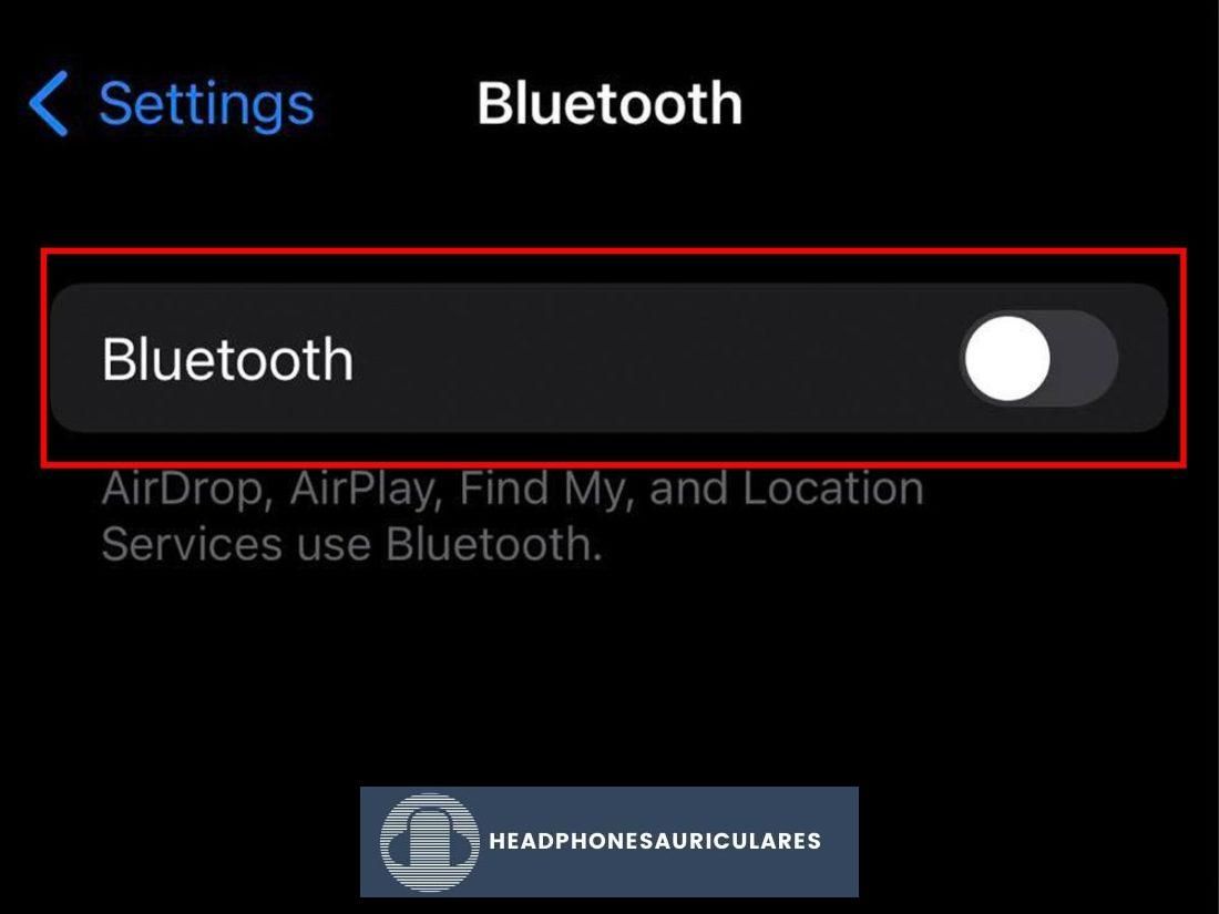 Apague el control deslizante de Bluetooth.