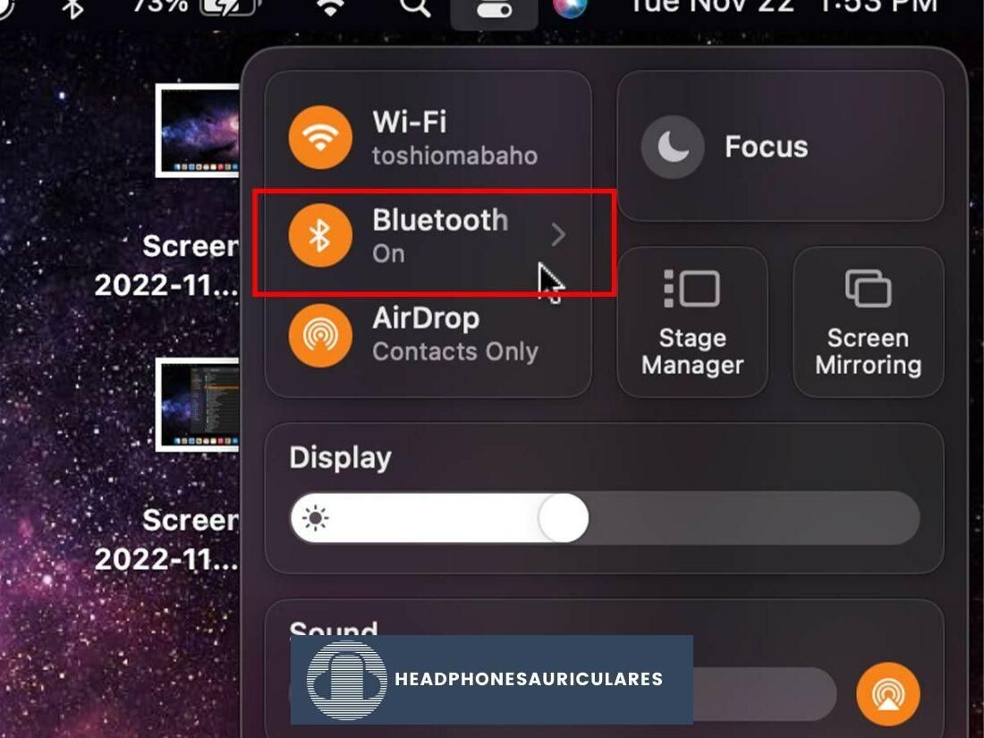 Icono de Bluetooth en el Centro de control