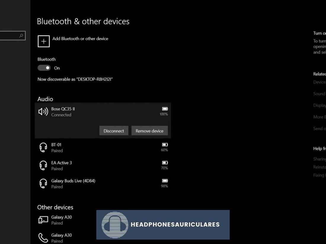 Conecte los auriculares Bluetooth a la computadora portátil