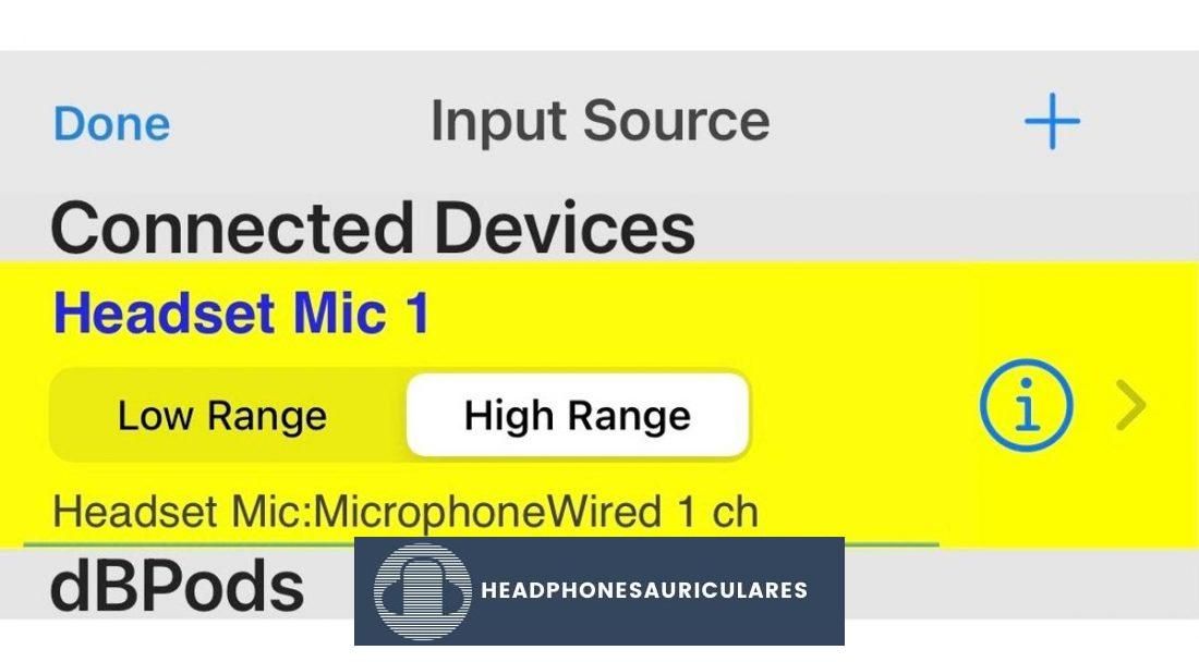 Seleccione la configuración de 'rango alto' para el micrófono conectado.