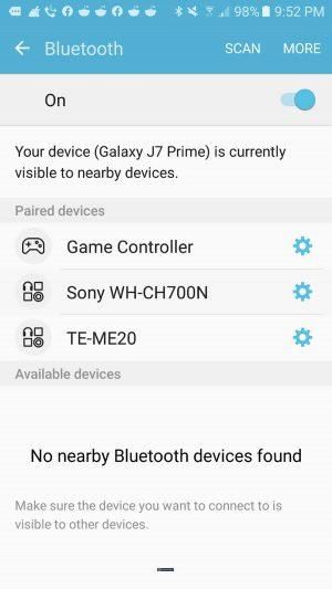 Lista de dispositivos Bluetooth emparejados en Android