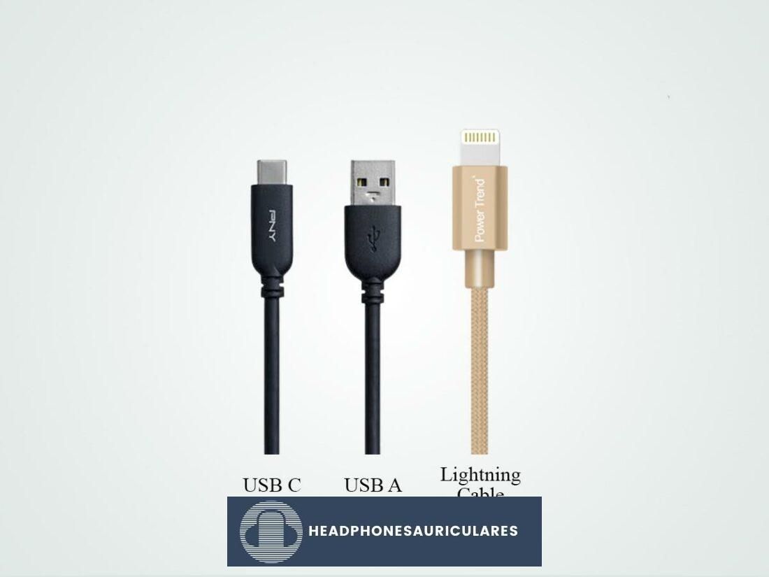 Diferentes tipos de enchufes USB.