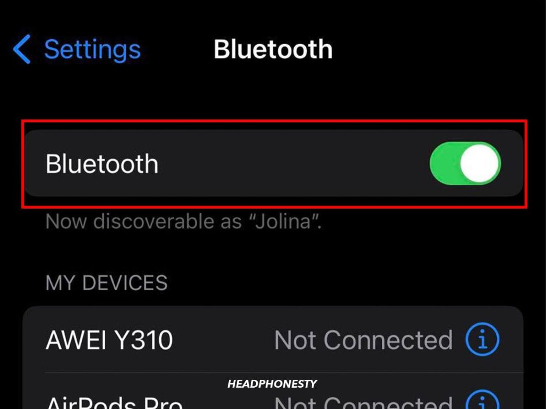 iOS Bluetooth activado